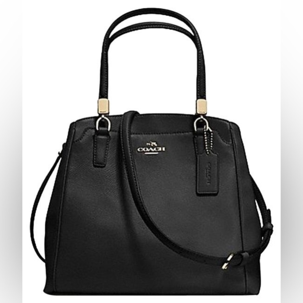 Coach Black Leather Minetta Crossbody / Carryall with Top Handles Bag